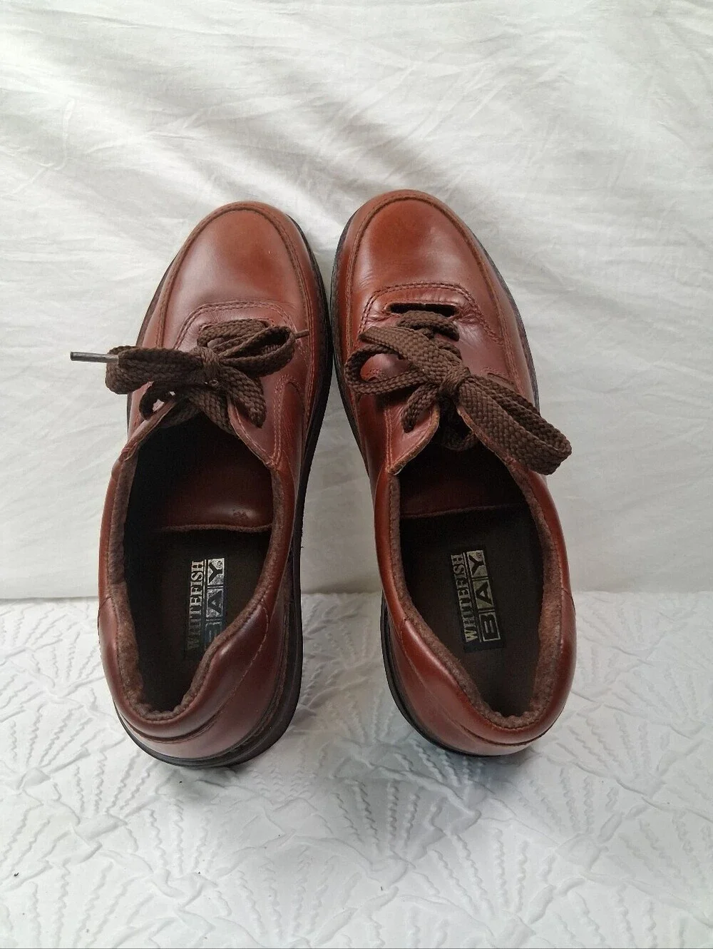 Whitefish Bay Men's Brown Leather Lace-Up Slip-On Comfort Loafers Retro Casual
